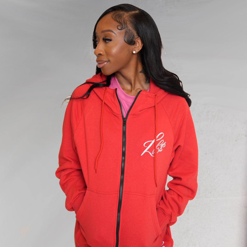 OG Lawyer Fee Red Zip-Up Hoodie